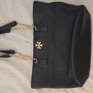 Tory Burch Black Shoulder Bag with Gold Accents